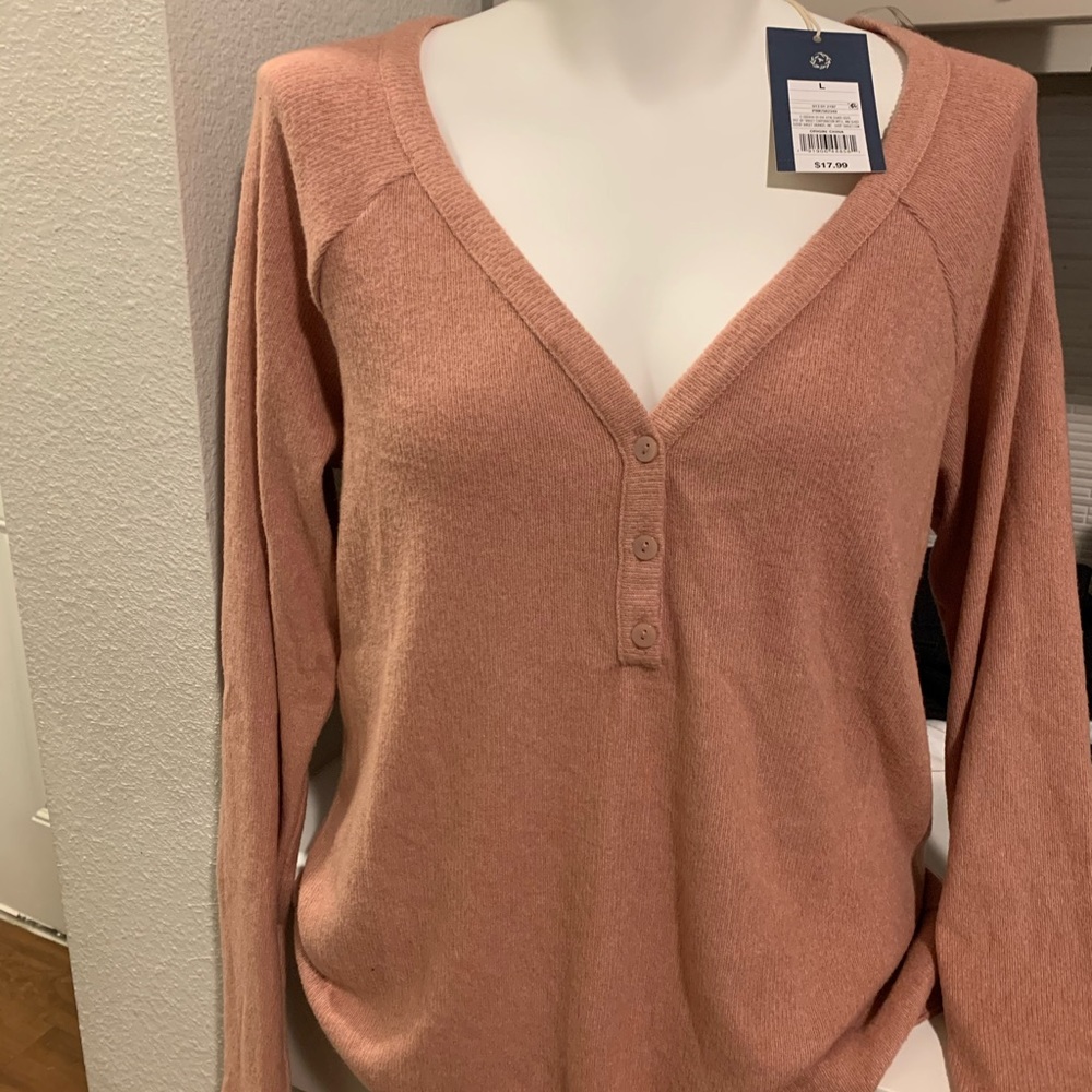 Longsleeve V Neck Cozy Ribbed Henley